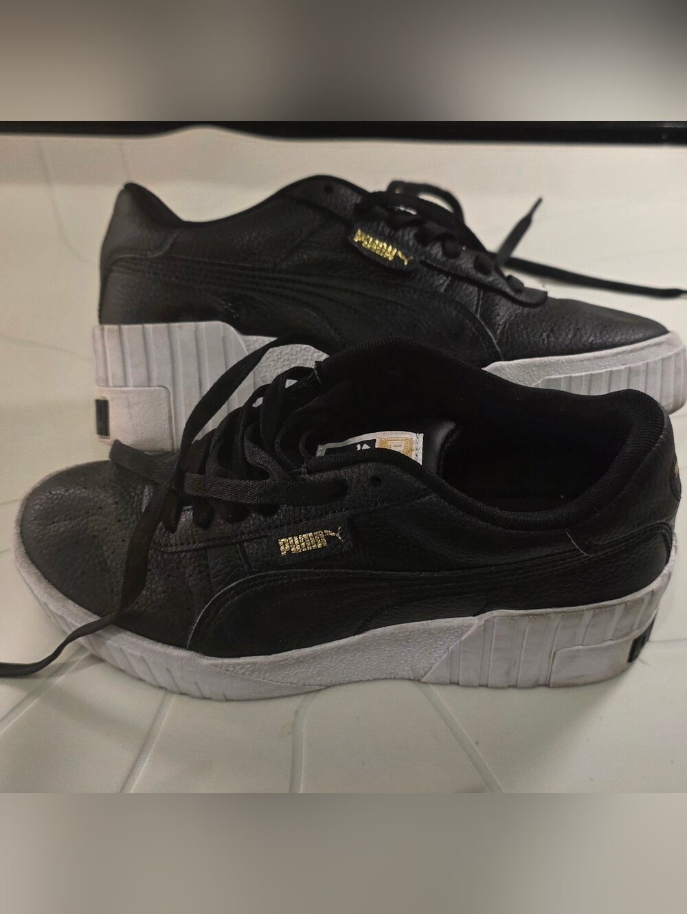 Puma Men’s Black Leather Platform Sneakers